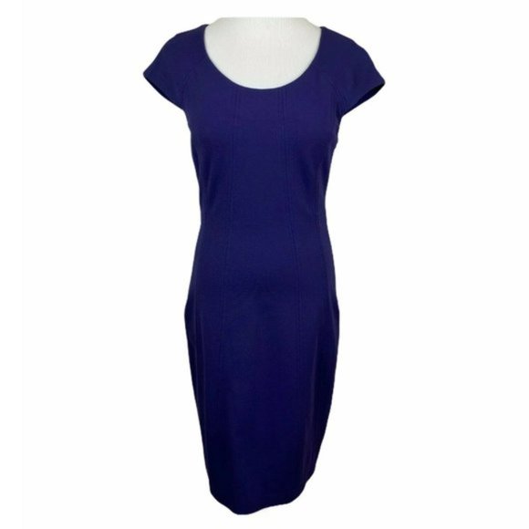 DVF Diane Von Furstenberg Dress 4 Sheath Purple Cap Sleeve Career Office - Picture 1 of 12